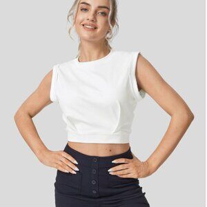 HALARA Crew Neck Sleeveless Cropped Yoga Tank Top